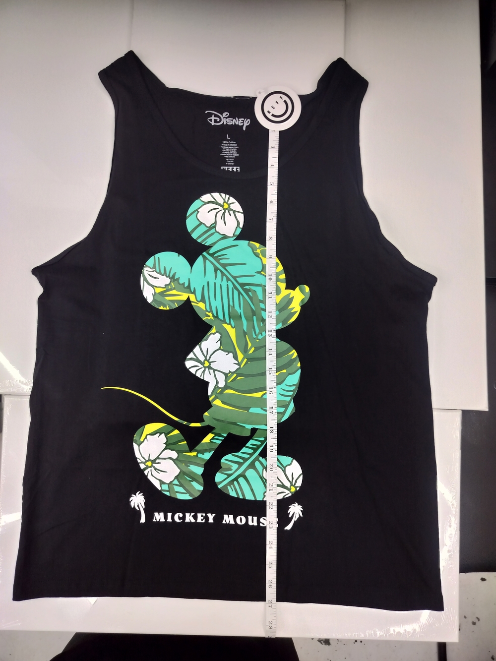 Disney Mickey Mouse Tropical Print Black Tank